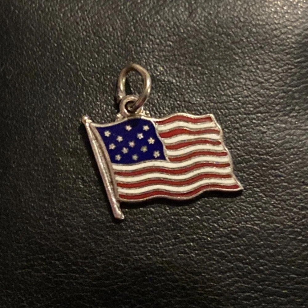 Vintage Sterling Silver American Flag Charm